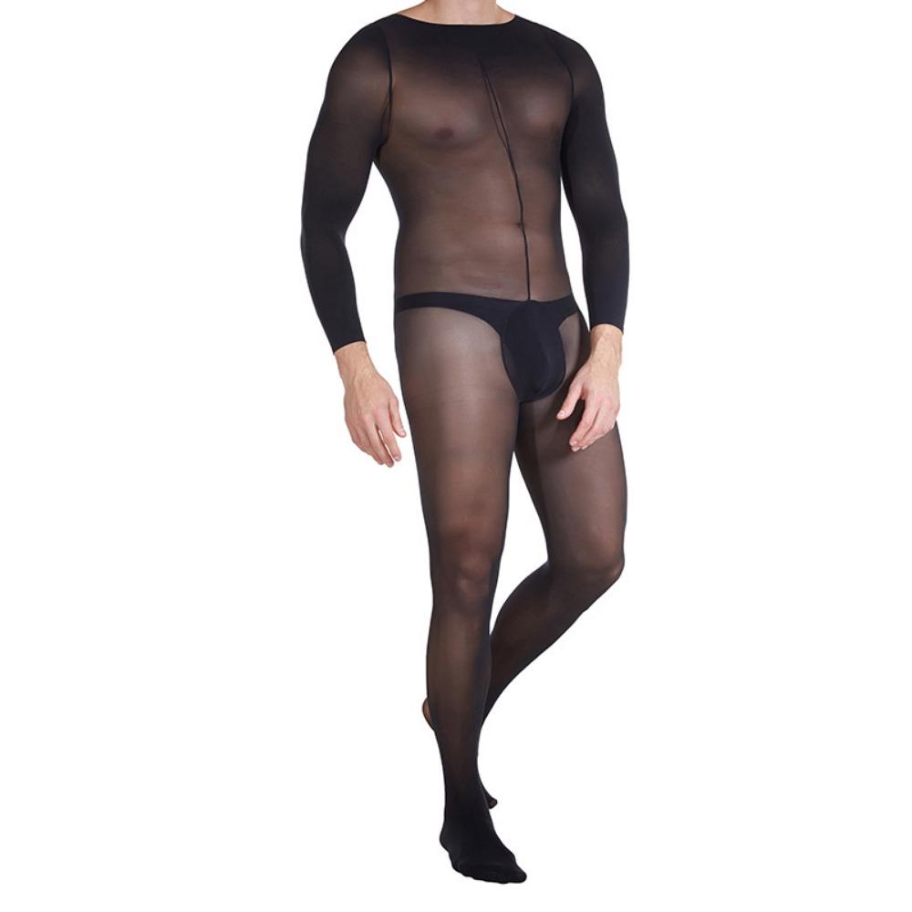 Qinghe Men's Stockings Onesie 10D Velvet Full Body Mask, Soft Texture, High Elasticity, Tight and Transparent