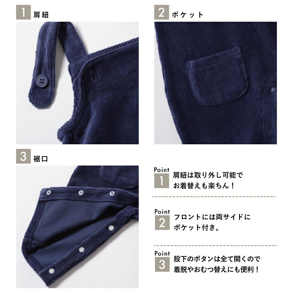 Overalls for Baby Boys and Size Corduroy Autumn Winter Everyday Kids Ever Closet [ever Closet] Babies, Clothes, Girls, Knitwear, 90, Navy, Overalls,