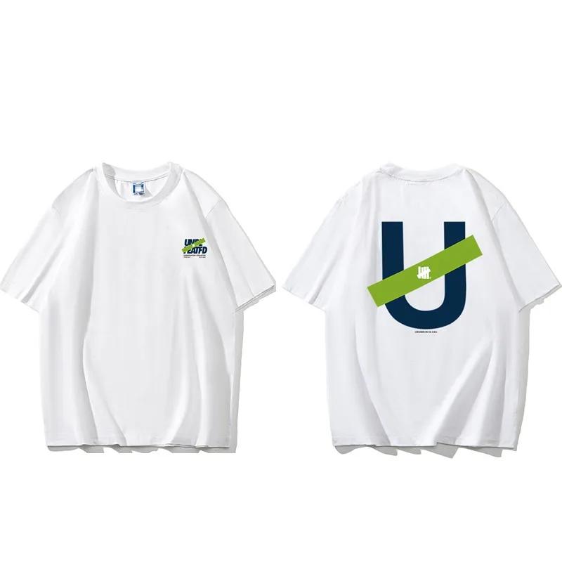 Trendy Brand Unbeaten Five Bar New Loose Short Sleeved Pure Cotton American High Street Round Neck Couple T-shirt Men's Ins