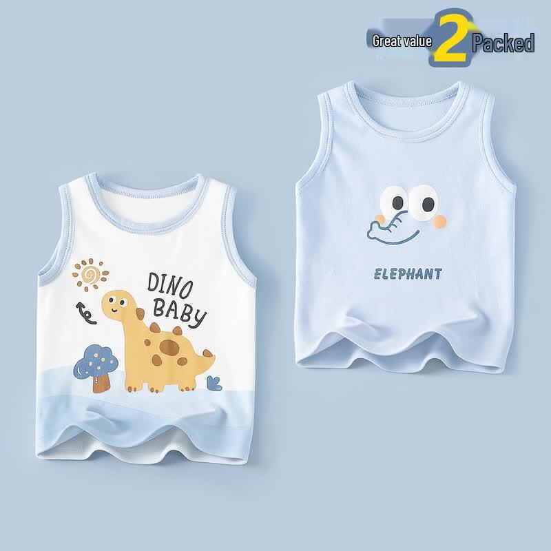 Duo Xilu Ka Unisex Kids Summer 2-Pack Cotton Sleeveless Vests 80