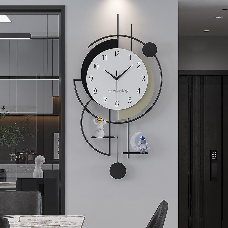 Modern Wall Clocks Living Room Silent Wall Watch Hall Voice-activated Light Clock with Ornament Home Decoration Accessories