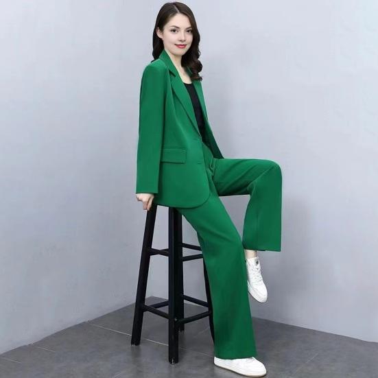 Damen 2-teiliges Anzugset Lässiger Langarmblazer mit Hose Business-Outfits