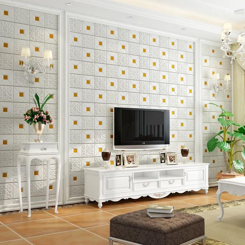 1-10Pcs 70cmx70cm 3D Tile Brick Waterproof Wall Sticker Self-adhesive Foam Panel Wallpaper Bed Room Home Decoration