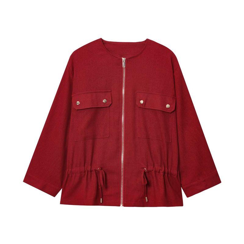

Kaslead New Women clothes Western Style Fashion Simple Blend Safari Jacket Jacket 7994724 Red L