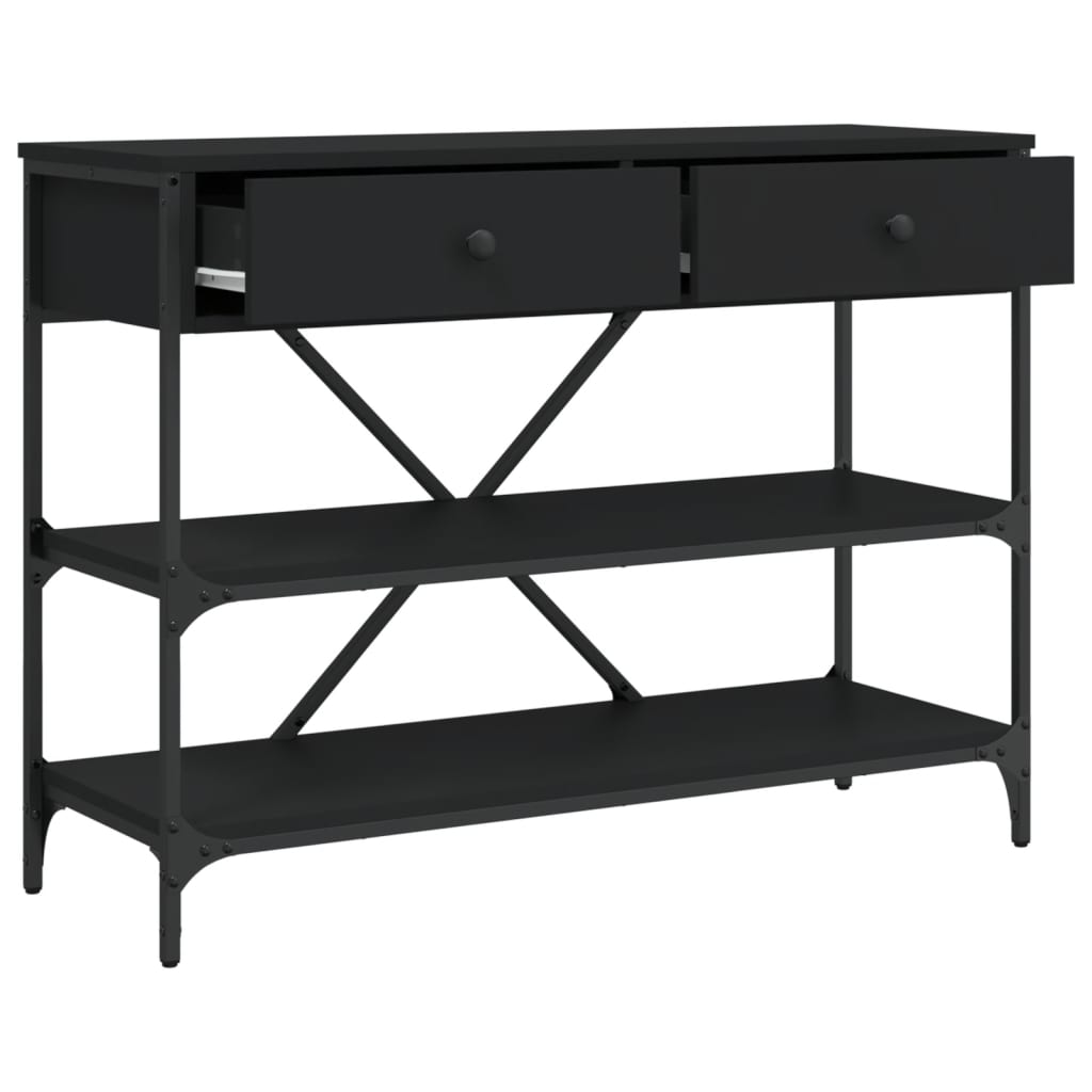 Console Table with Drawers and Shelves Black Particleboard