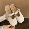 French Retro Baotou Half-slipper Women's Spring and Summer Flat Square Toe Flip-flops Single Shoes