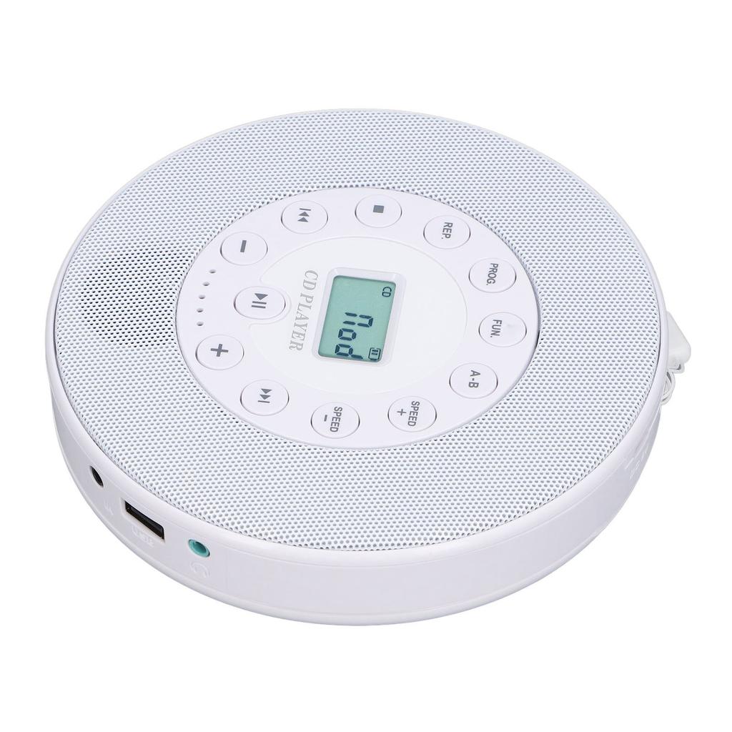 Portable CD Player Bluetooth with Speaker Anti Skip CD Player for Car MP3 Blanc