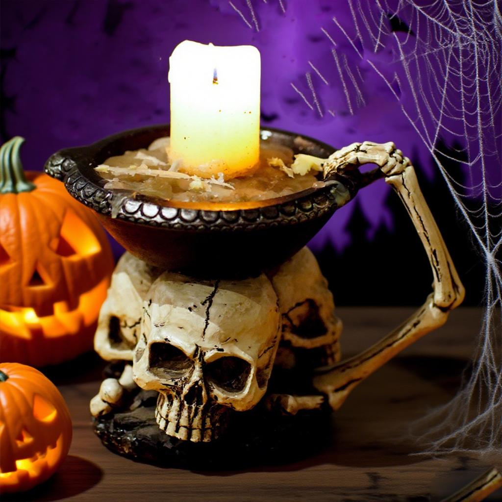 ThreeGhost Head Top Candlestick, Entrance Desk, Storage Tray, Halloween-Themed Decorative Background Props