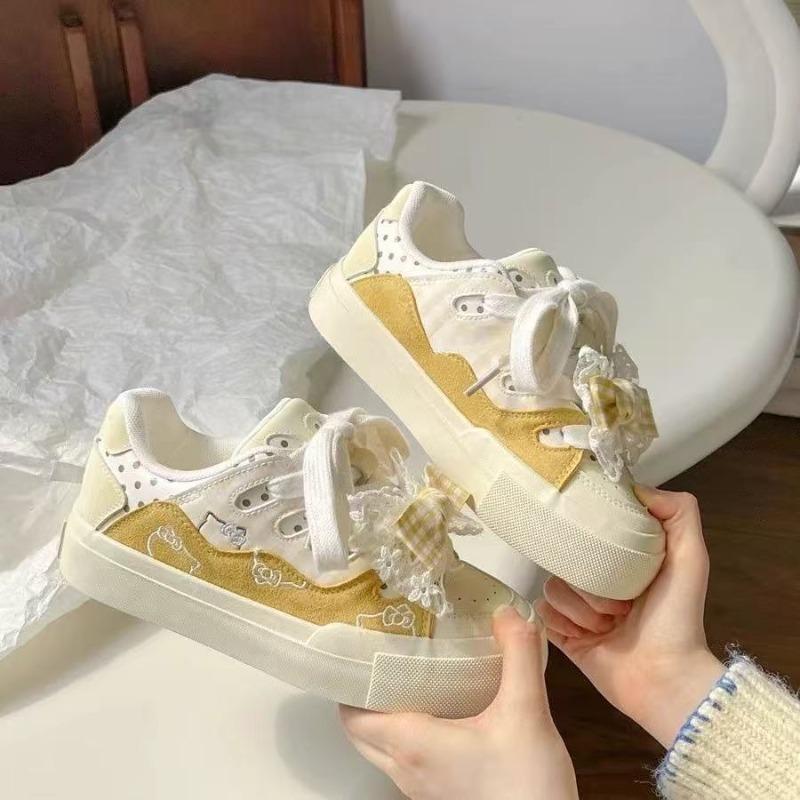 

Дофаминовый хлеб маленькие белые туфли женские весенне-летние новые платформа повседневные нишевые бант универсальные студенческие кеды 40