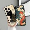 Retro Fox Cat Case for iPhone 17Air XS Max 13 12 11 17 Pro Max XR 7 8 15 16 14 Plus Black Soft Phone Cover
