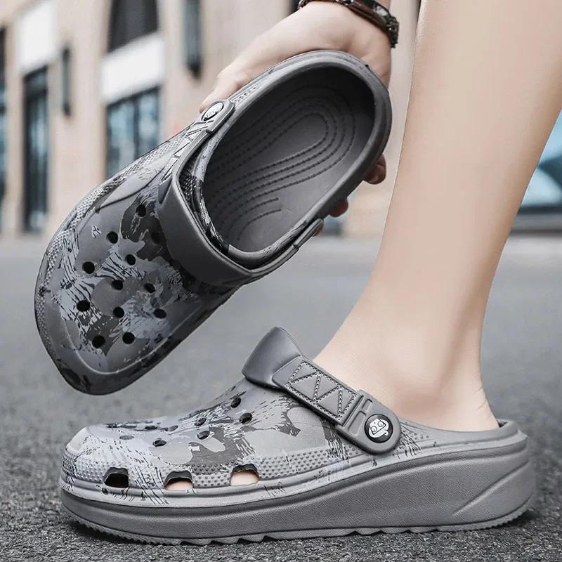 Fashion Men Slippers Camouflage Platform Outdoor Summer Clogs Shoe Women Beach Sandals Male Soft EVA Indoor Home Slides Lover Flip Flops