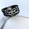Multilayer Rhinestone Leather Bracelet Gothic Three Layers Bracelet Fashion Heart Bracelet  Female