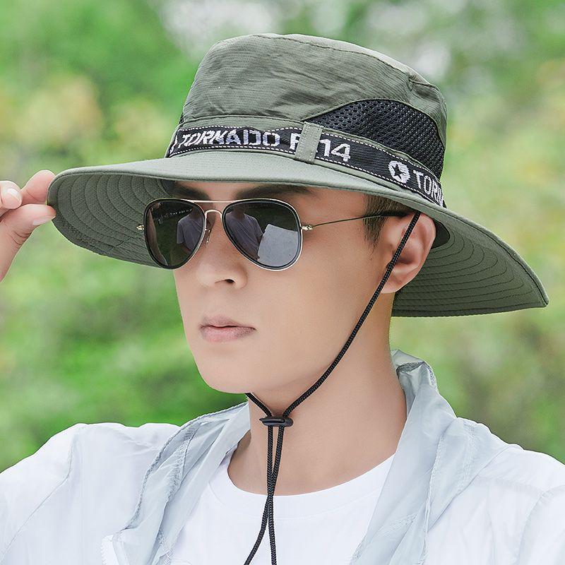 Free Shipping: Men's Sun Protection Fishing Hat - Large Brim, Anti-UV, Perfect for Climbing or Summer Activities.