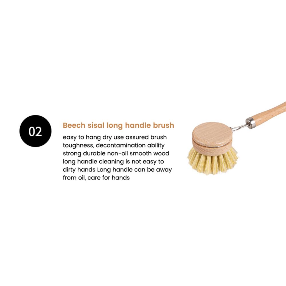 Dish Cleaning Brush Long Handle Pan Brush Solid Dish Scrubber Brush Wear-resistant