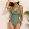 Costume da bagno intero da donna 2026 tinta unita con coulisse in vita - Nuove tendenze moda in Europa e America