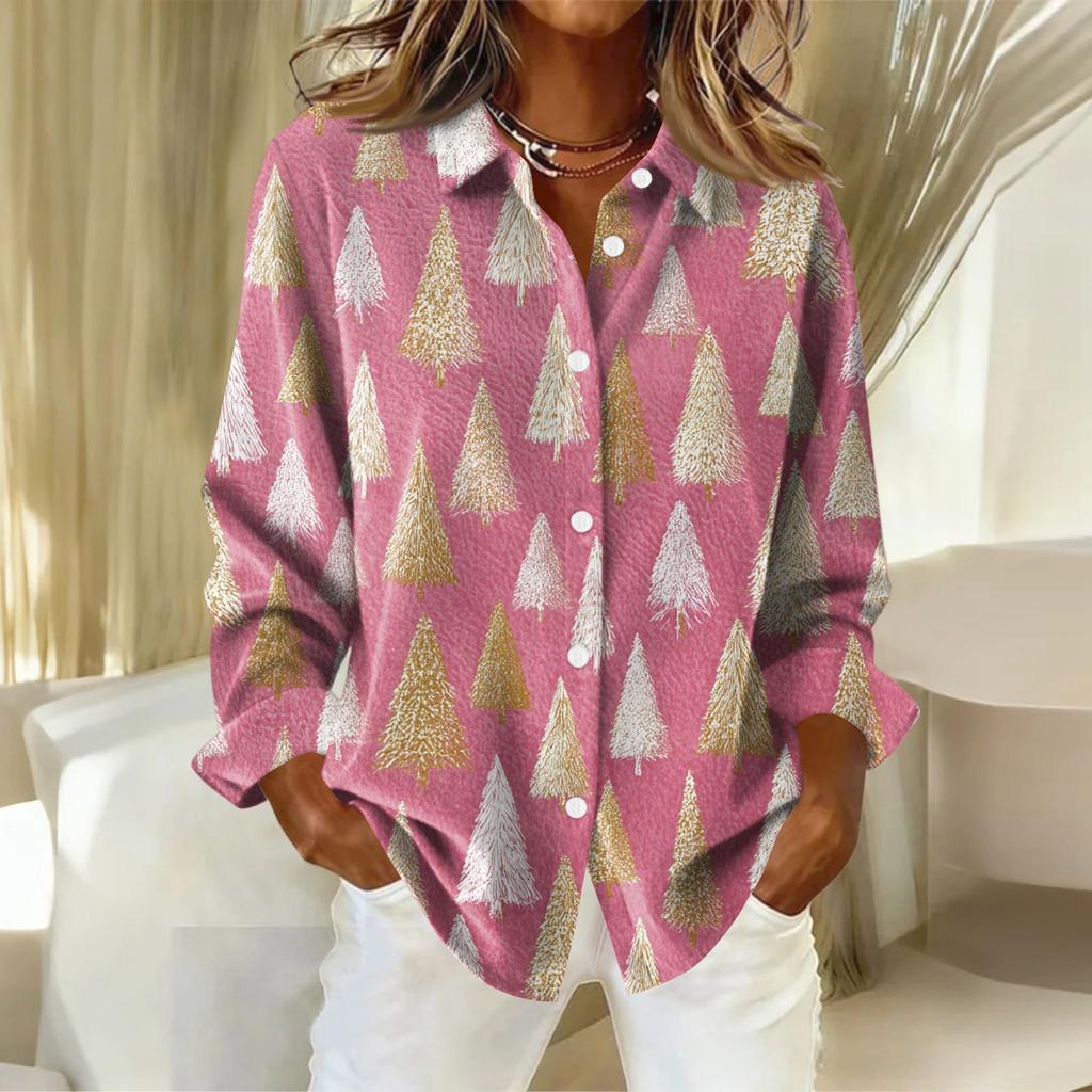 Women's Shirt With Floral Print Buttons, Long Sleeved Casual Regular Shirt Blouses Casual Plus Size Basic Tops