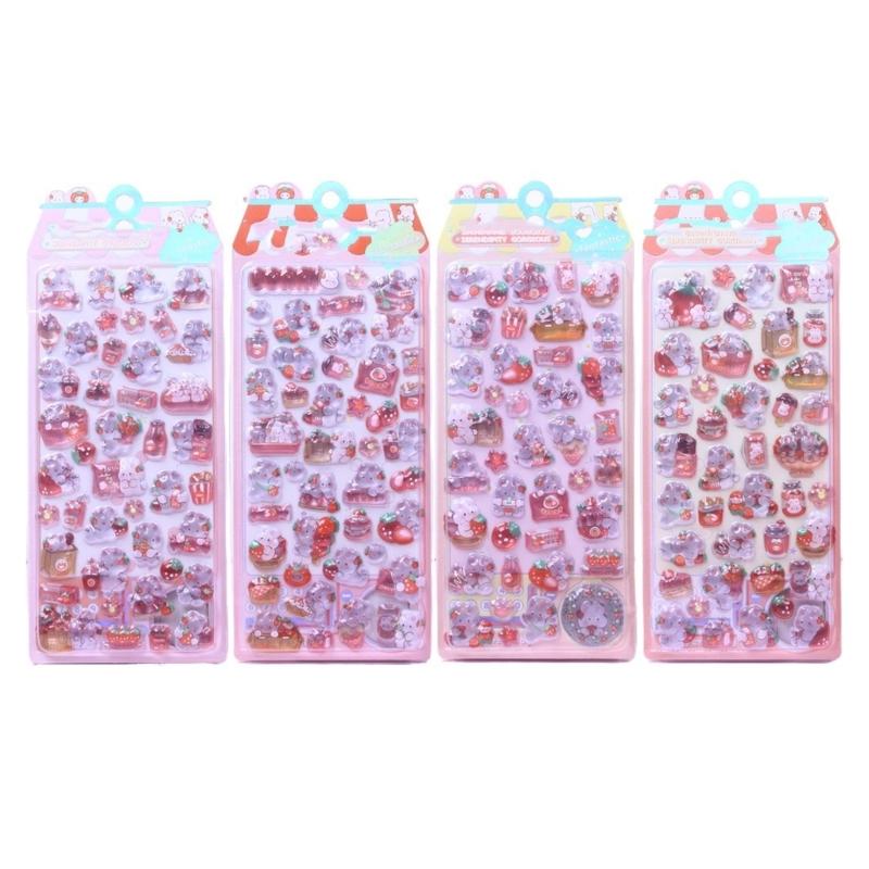 Cartoon Embossed Animal Adhesive PVC Sticker Kid Reward Sticker for Scrapbooking Journals Planner Photo Album Phone Case