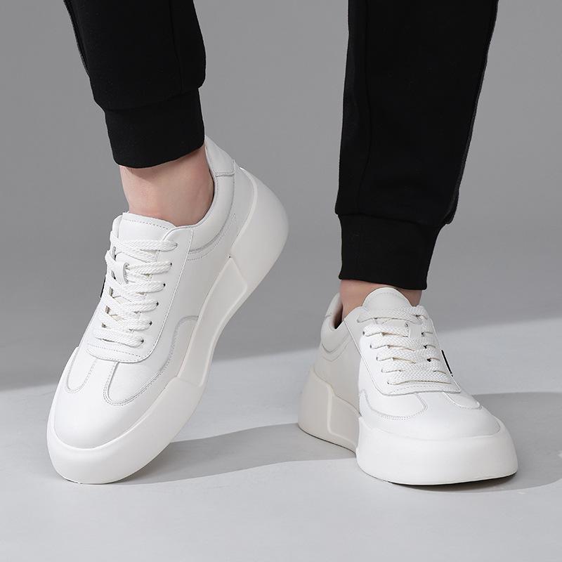 Herbst 2025 Vielseitige Lässige Herren-Leder-Skate-Schuhe, Weiß mit Dicker Sohle (Stil 5332)