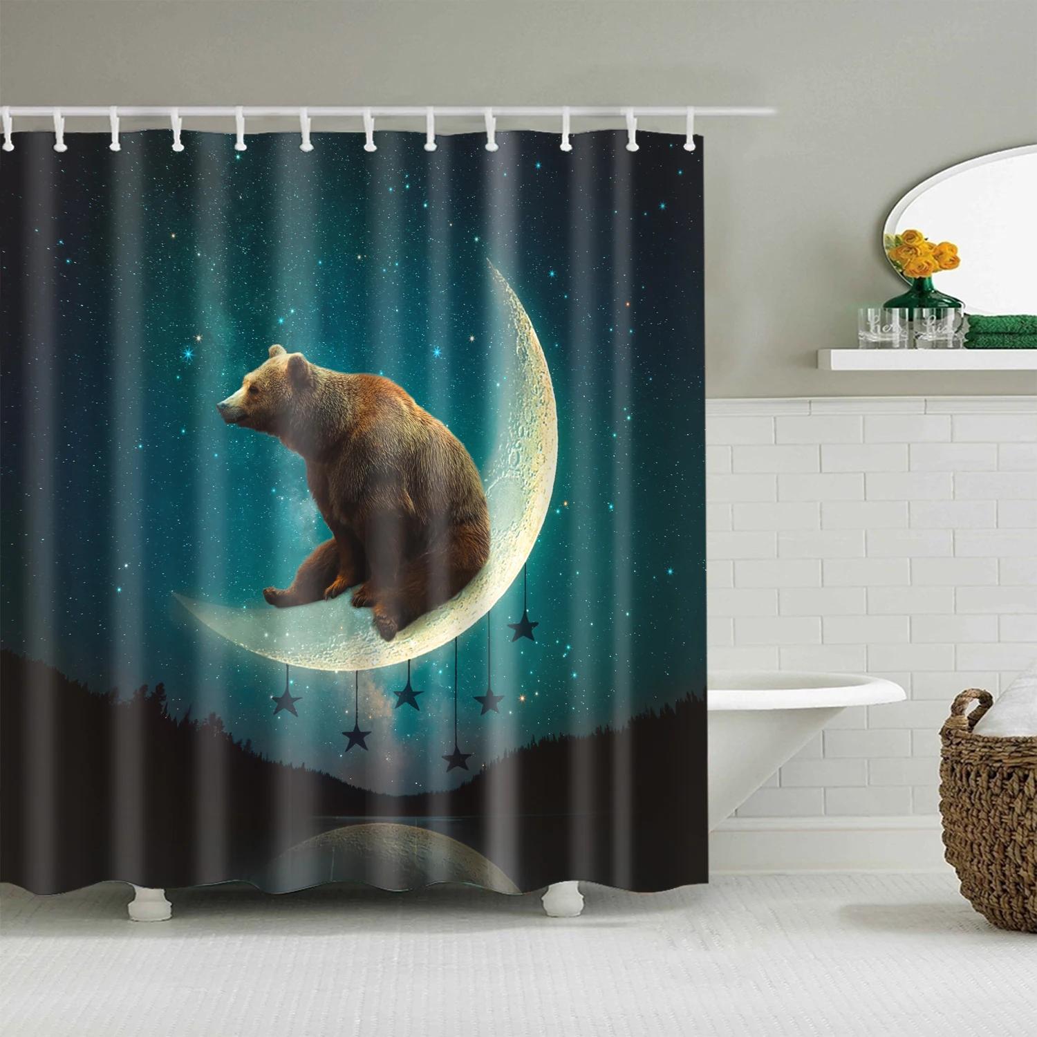 

Elephant Dog Bear Leopard Bath Curtains Waterproof Fabric Shower Curtains Africa Animals Printed Bathroom Curtains Home Decor 90X180CM