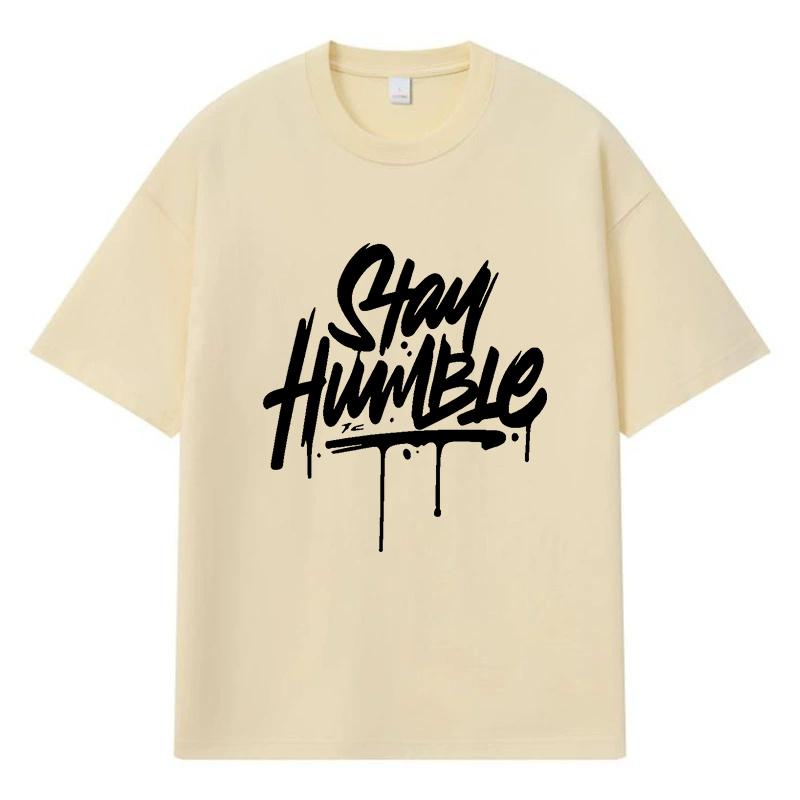 

2026 Stay Humble Printed Graphic Streetwear Y2k Harajuku Men Women Clothes 100% Cotton T Shirt Casual Oversized Summer Men T-shirt XXXL хакі