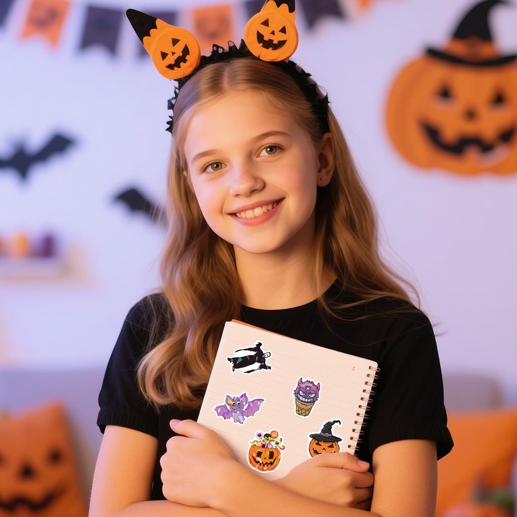 100 Pieces Halloween Pumpkin, Scary Stickers, Cake Stickers For Tableware, Notebook, Luggagen
