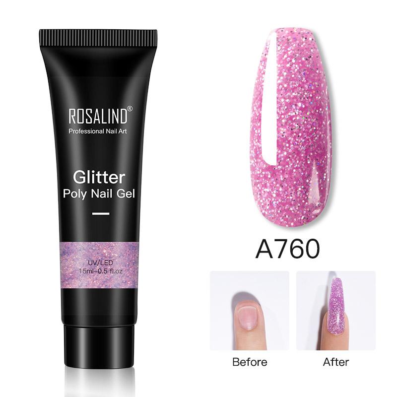 ROSALIND 15ml Γυαλιστερό Poly Nail Gel 6 χρωμάτων Quick Builder Extension UV λάμπα