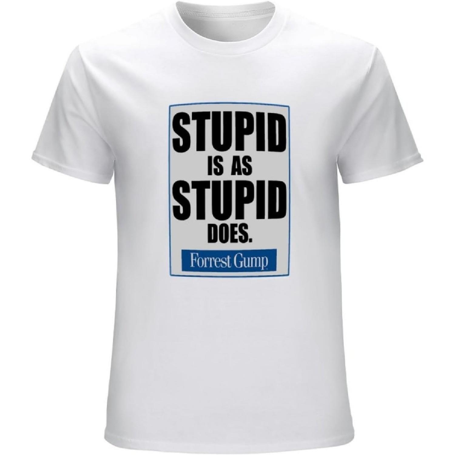 xiangsihe Men s Forrest Gump Romance Comedy Drama Movie 1994 Stupid is Adult Tee T-Shirt White S