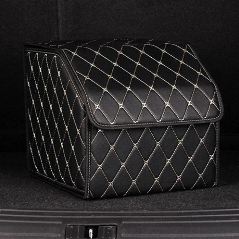30cm Car PU Leather Trunk Storage Box, Portable Foldable Storage, Car Multi-purpose Storage, Car Trunk Bag, Car Storage Box