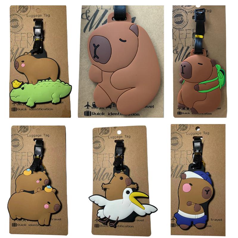 Kawaii Cute Capybara Bagasjemerke Kvinner Reisetilbehør Tegneserie Pvc Bagasjemerke Menn Bærbar Anti-Tap Adresse Navneskilt