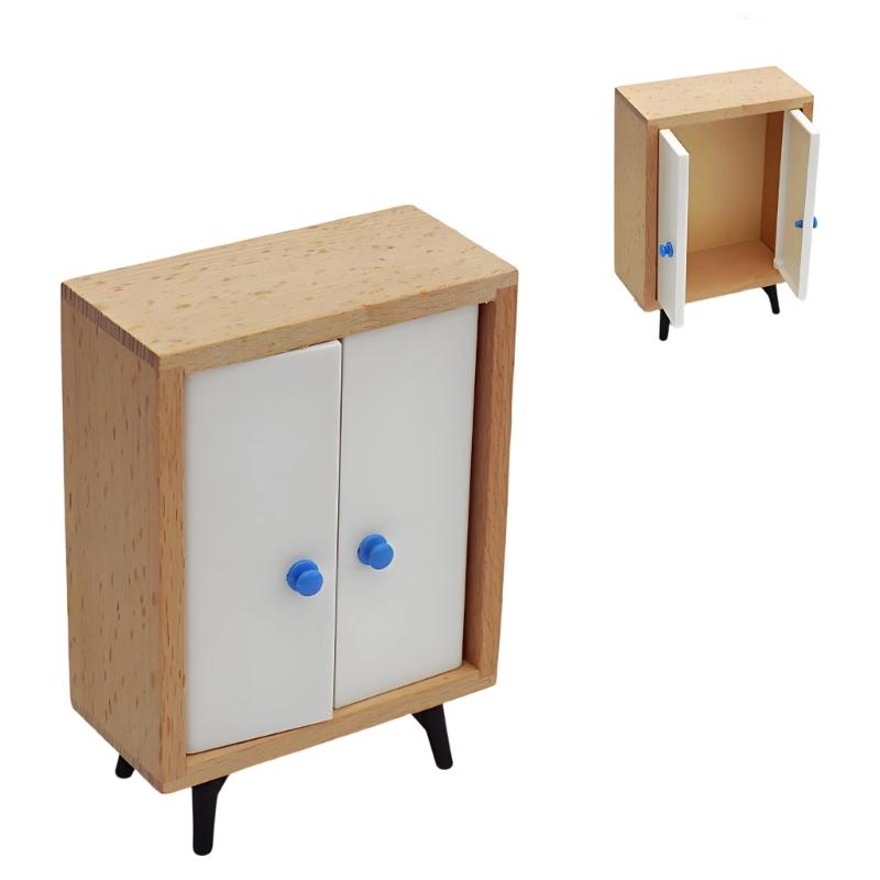 1:12 Scale Miniature Wooden Doll House Bedroom Furniture Model Figurine For Realistic Scene Setting Display Decoration