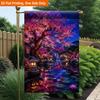 2D Flat, 2D Flat Printing Garden Flag 1pc, Magic Night Landscape Durable Single-Sided Print Yard Flag, Garden & Home Holiday Decoration, 29.97x44.96 C