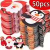 50 stuks Kerst Lolly Papier Kaarten Cartoon Kerstman Pinguïn Kinderen Snoep Cadeaus Verpakking Nieuwjaar Feest Decoratie