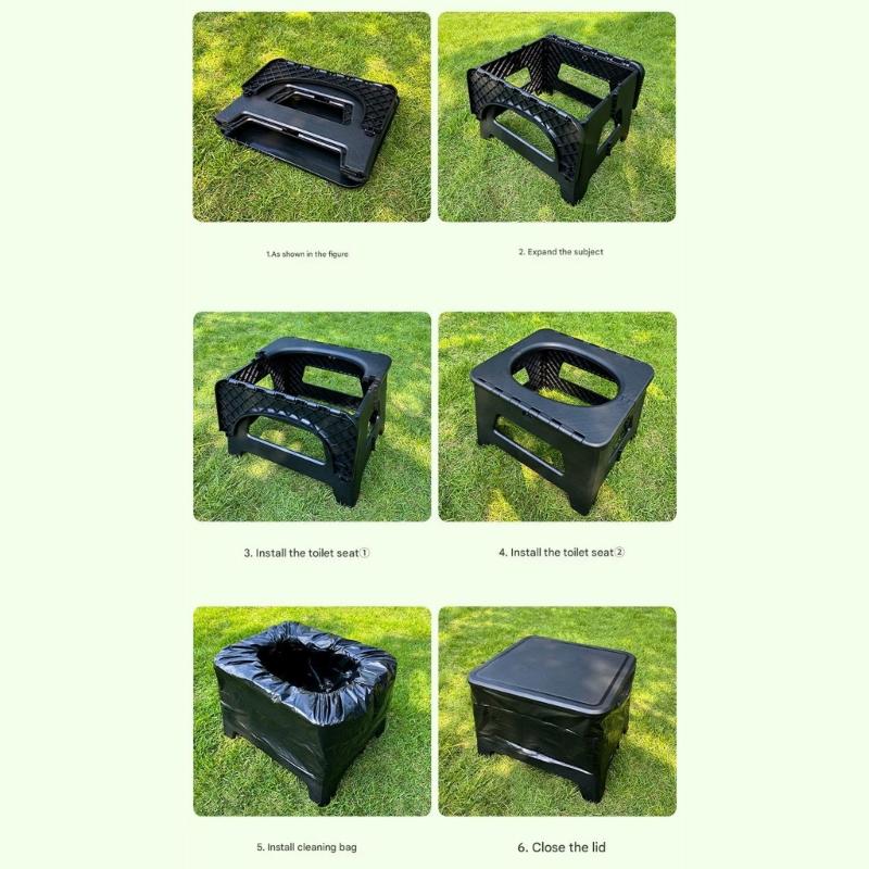 Foldable Outdoor Toilet For Adults Camping Travel Antislip Seat Sealed Structure Leak Proof Disposable Bags Included