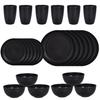 Black Wheat Straw PP Tableware, Household Plates, Soup Bowls, and Cups, Outdoor Gift Cutlery Set