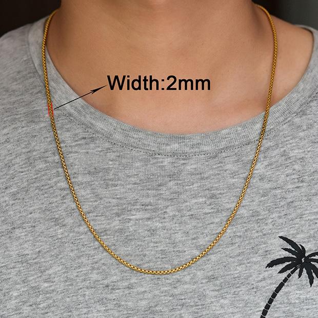 2/3/4/5mm Men's Box Chain Stainless Steel Necklace Choker for Women Copper/Gold/Black/Rose Gold Color 14 - 40 Inch Metal Jewelry