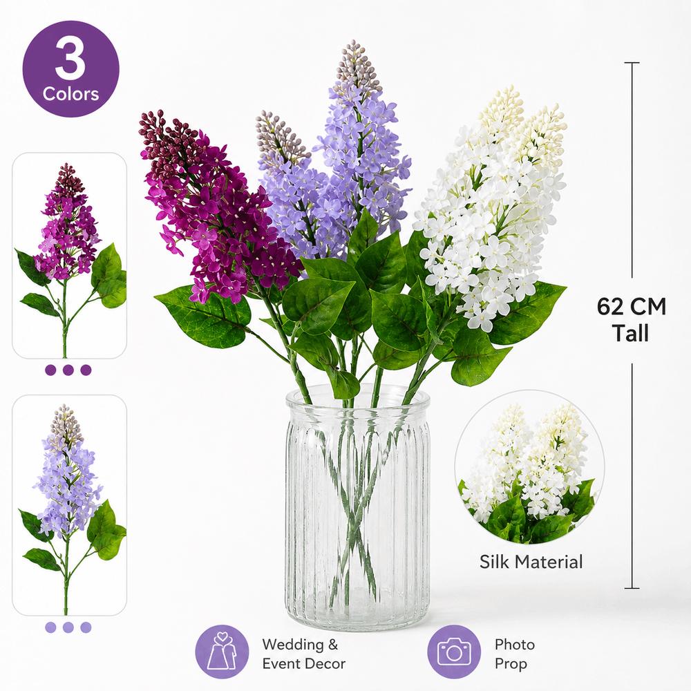 New Silk Artificial Lilac Flower Decorative Fake Faux Flower Handmade Craft Wedding Bouquet Ceremony Arrangement