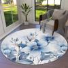 Watercolor Flower Round Rug Non-slip Floral Carpet for Living Room Bedroom Kitchen Decor Circle Doormat