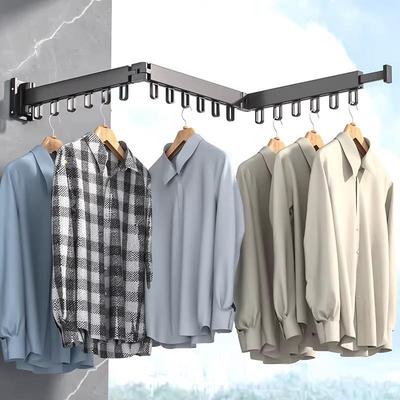 Foldable Punch-Free Wall-Mounted Clothes Rack: Invisible, Retractable Drying Pole for Home Use
