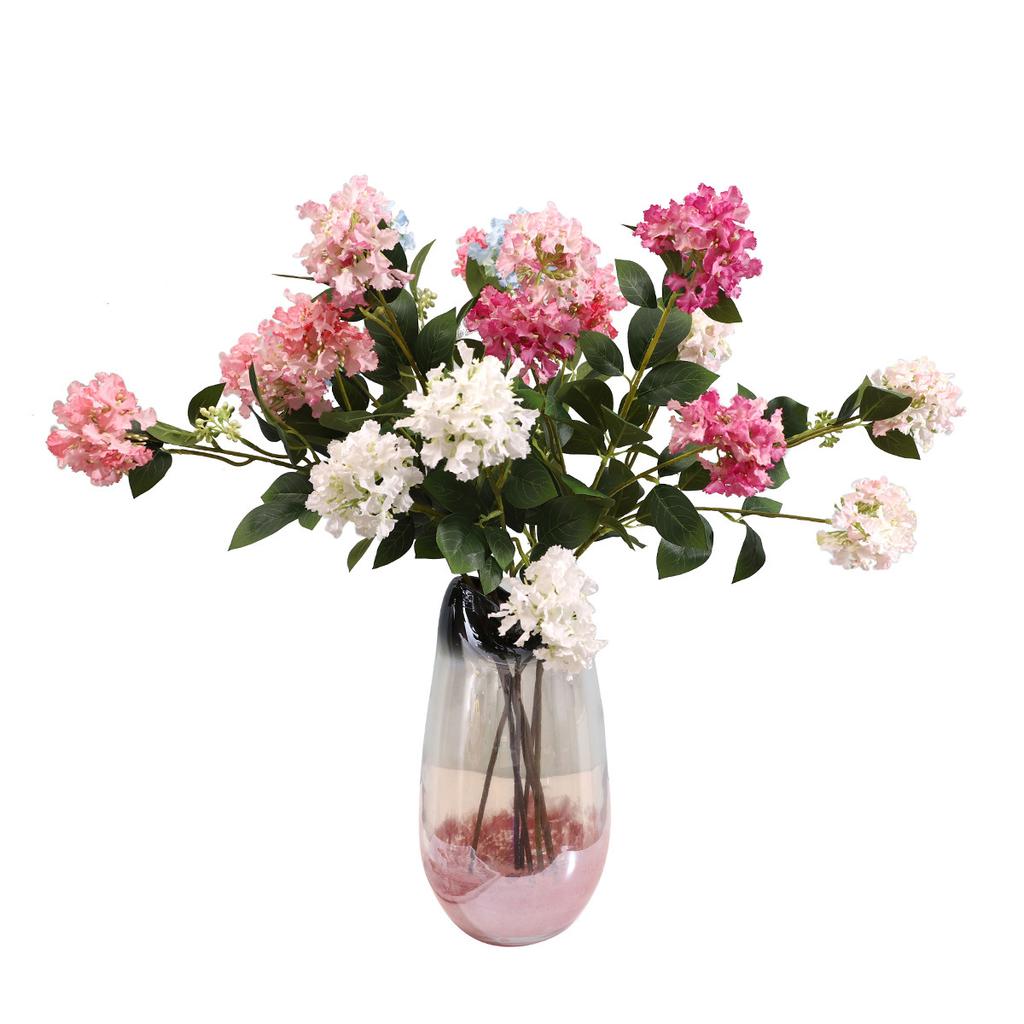 Simulation Flower 3 Head Crape Myrtle Flower Wedding Home Living Room Decoration Fake Flower Bouquet Road Lead Flower Row Props Soft Outfit