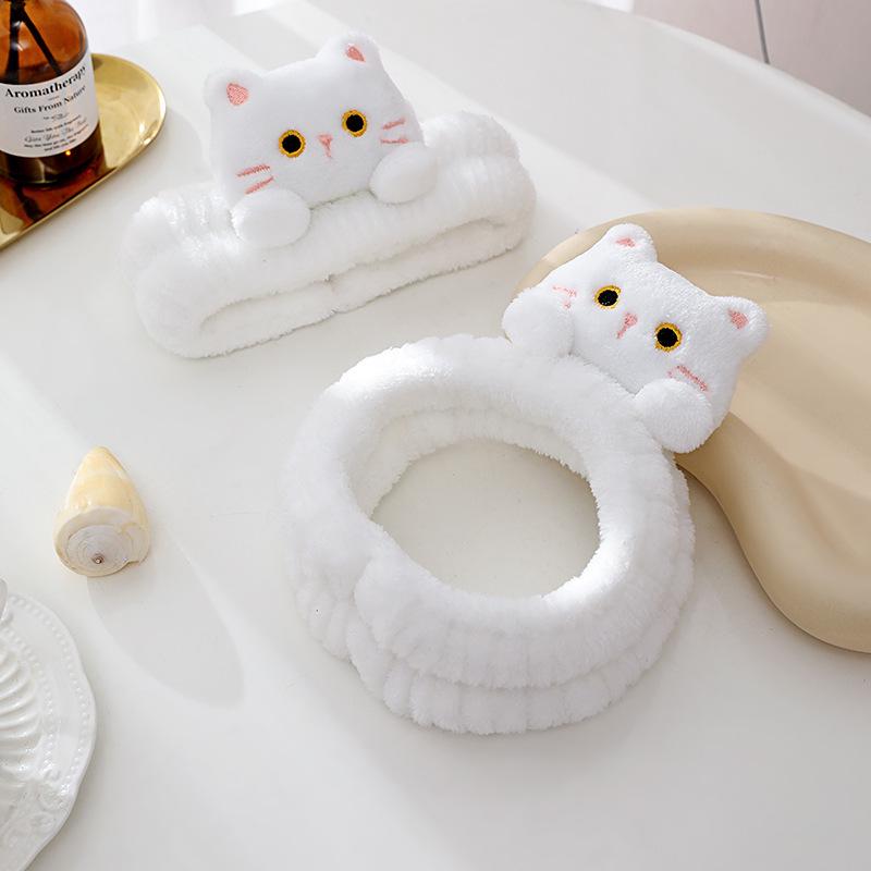 

Мультяшный кот бархатная повязка на голову: Нескользящая резинка-скранчи для умывания лица или нанесения маски для лица. 5*18 cm