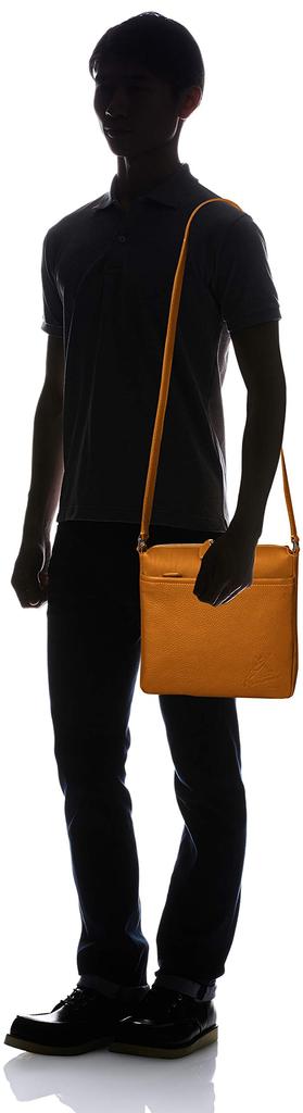Kitamura Y-1142 Crossbody Shoulder Bag, Camel with Orange Stitching, Brown, 61421