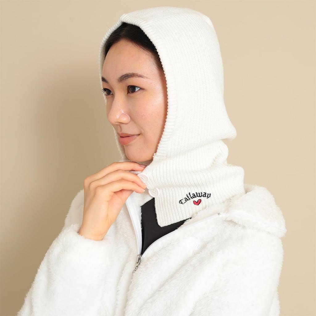 Callaway Women's Thermal Hood Warmer (Brand Logo Knit) / Cold Weather Golf / C23298201 1030_White FR