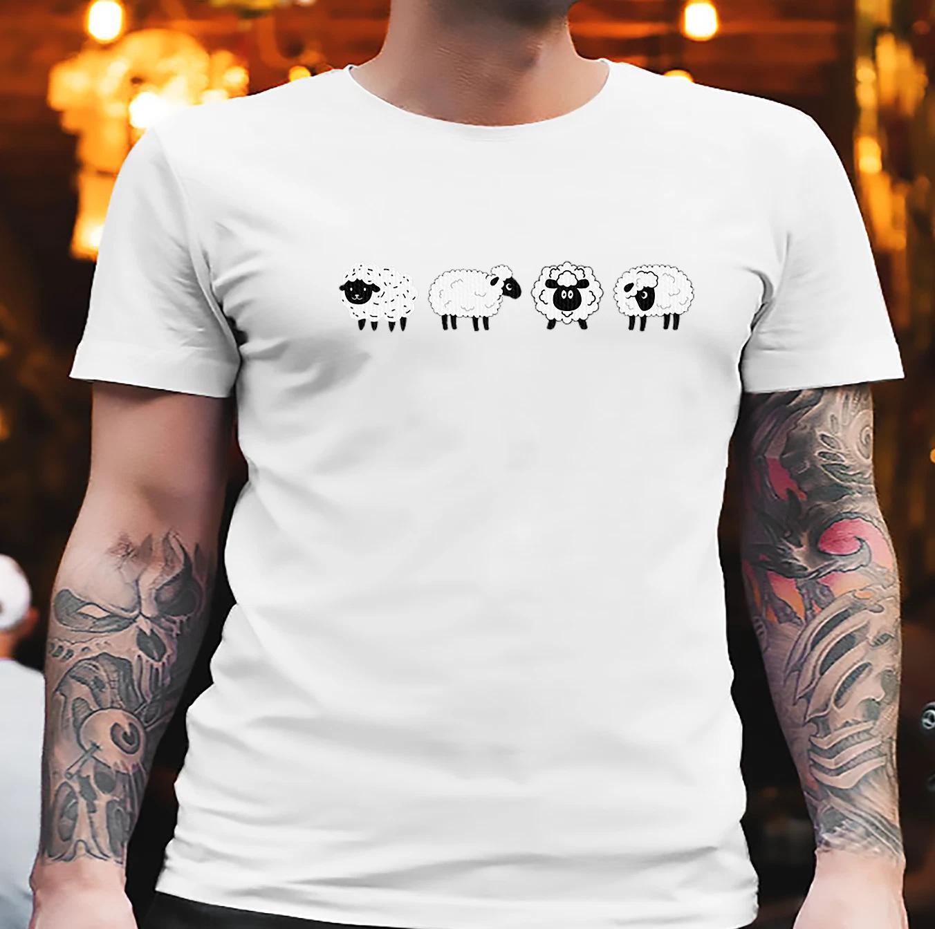 Men s and Women s T-shirts Embroidered Sheep M