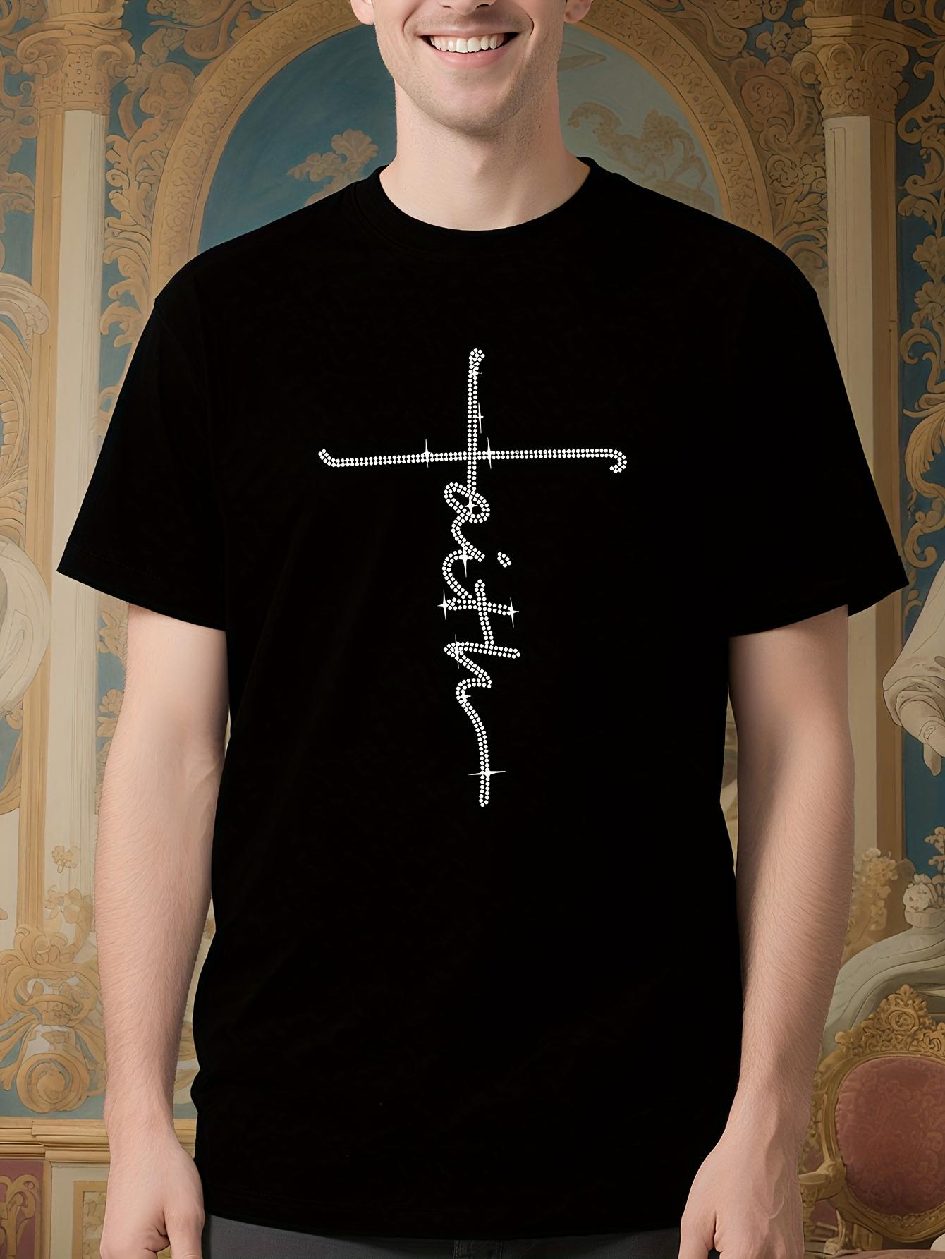 Unisex Faith Rhinestone Print Tshirt - Black with White S... XL