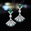 Women's Light Luxury Design Elegant Fan-Shaped Earrings Zircon Fashion Versatile Niche Design Sense Long Earrings