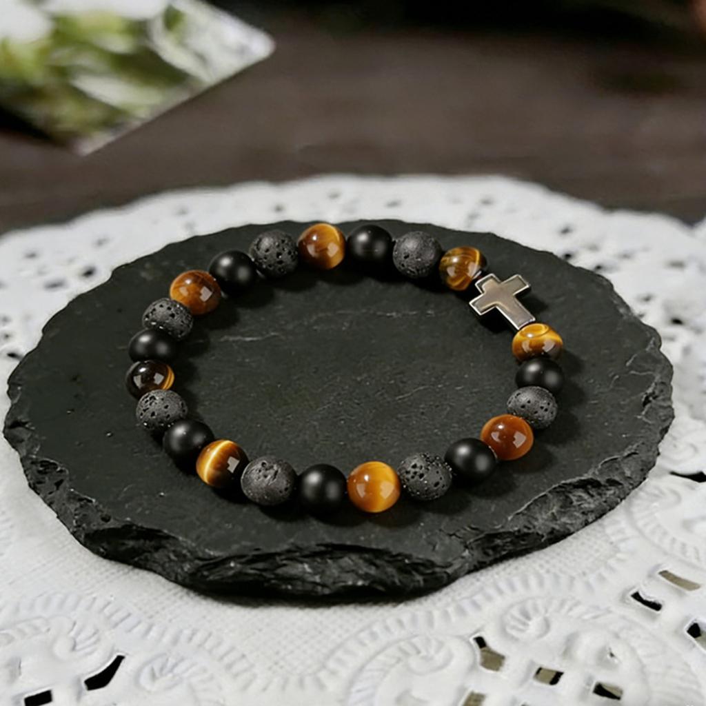 Bead Stone Bracelet, Vintage Multicolor Cardboard Lobster Clasp Bracelet Jewelry