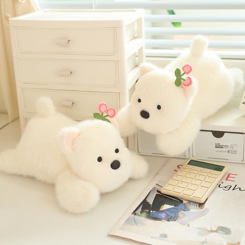 Adorable Cherry Westie Plush Toy For Kids Fluffy Soft Companionship Gift