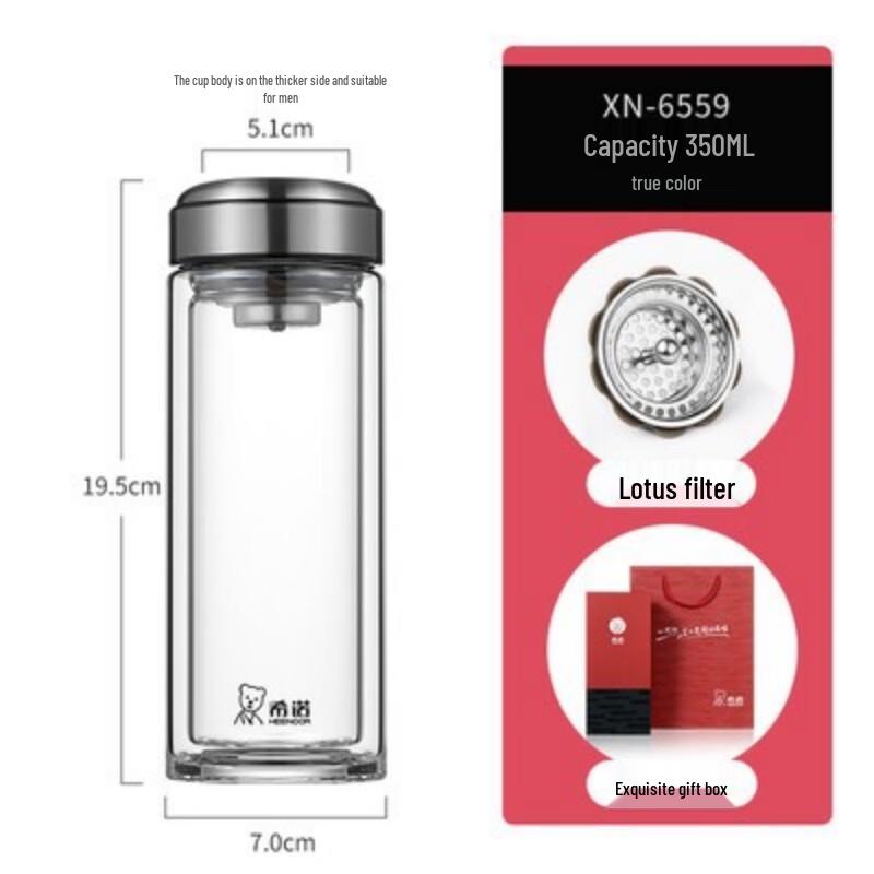 Zhishi Double-Wall Borosilicate Glass Tea Infuser Mug