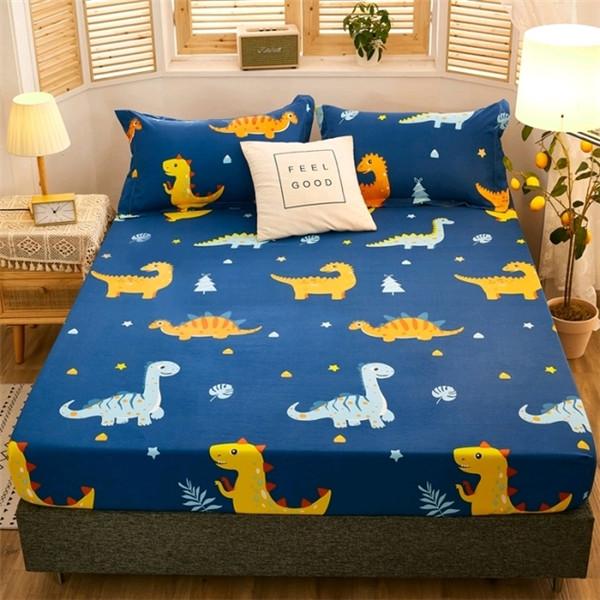 3PCS Waterproof Mattress Protector Cover Elastic Fitted Sheet Bedding Linen Sheet With 2 Pillowcase