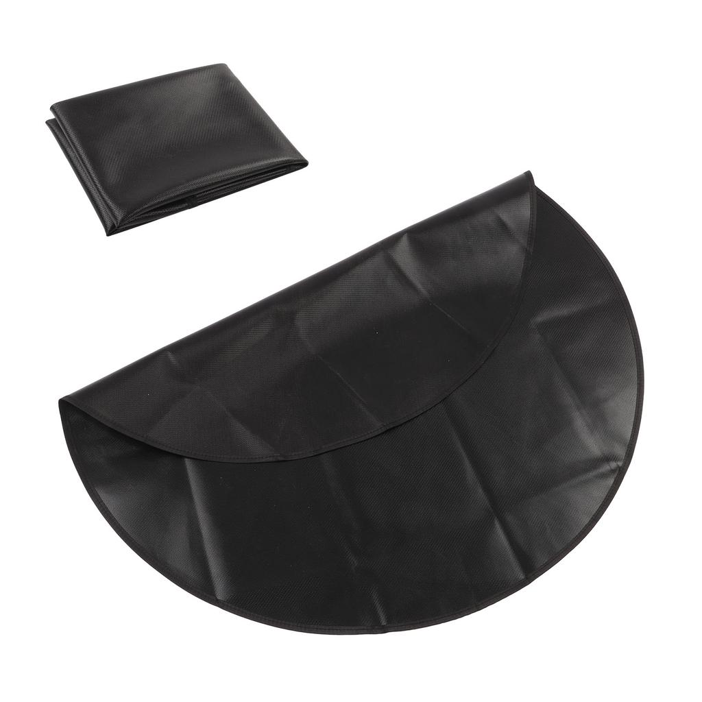 Under Grill Mat Fireproof Waterproof Double Sided Portable Round Barbecue Floor Pad for Fire Pit Smoker 36 Inch Black